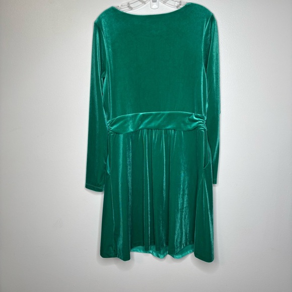 Boden Abigail Velvet Dress Size 10R Women’s Green Long Sleeve Pockets - Picture 6 of 8